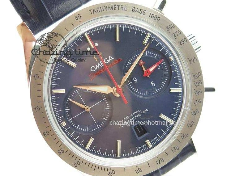 0505 DailyWear Speedmaster ’57 SS Chrono AXF Best Edition Blue Dial on Blue Leather Strap A 8279